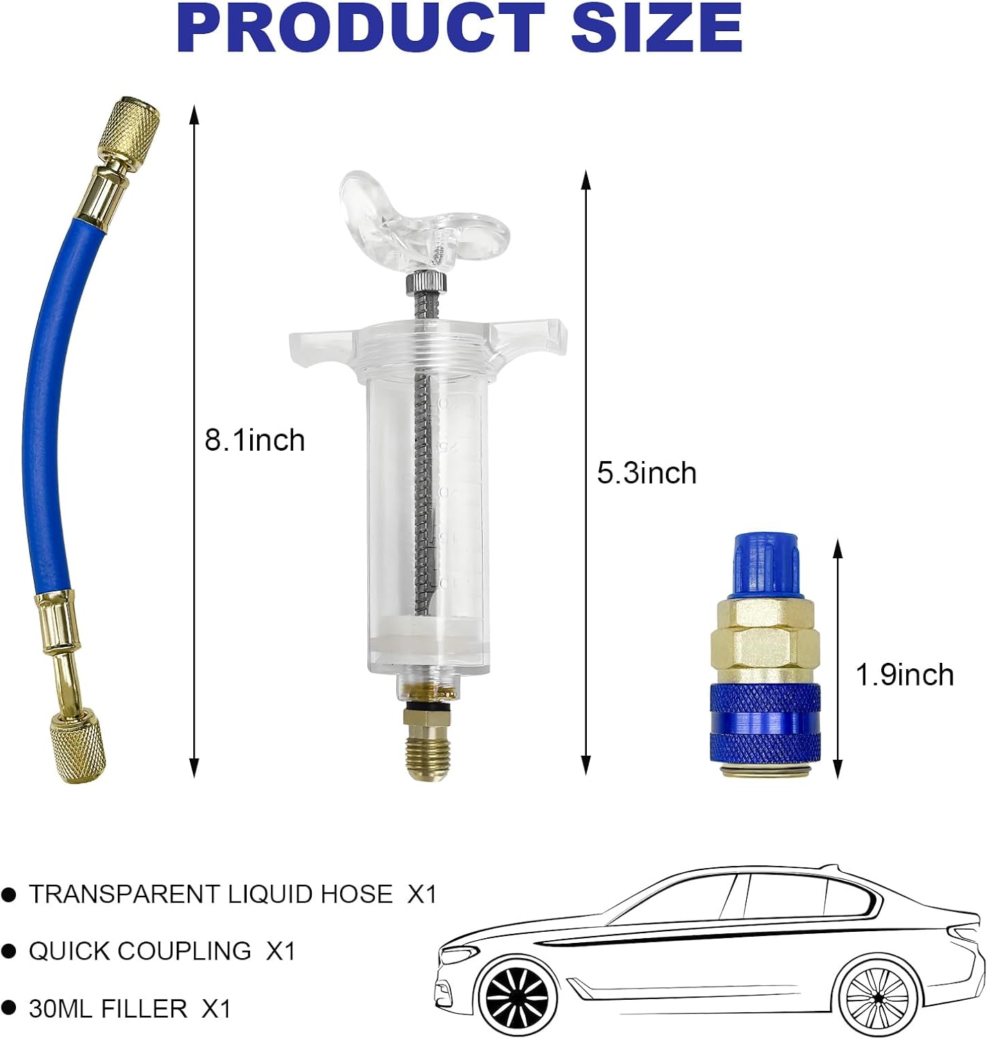 Kit inyector aceite y tinte 1oz acoplador rápido SAE 1/4"