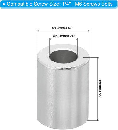 Espaciadores aluminio M6 redondo 5 pzas 0.24x0.47x0.63pulg