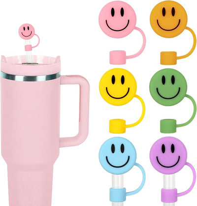 6 Fundas Popote Silicona 0.4pulg Doble Cara 30-40oz