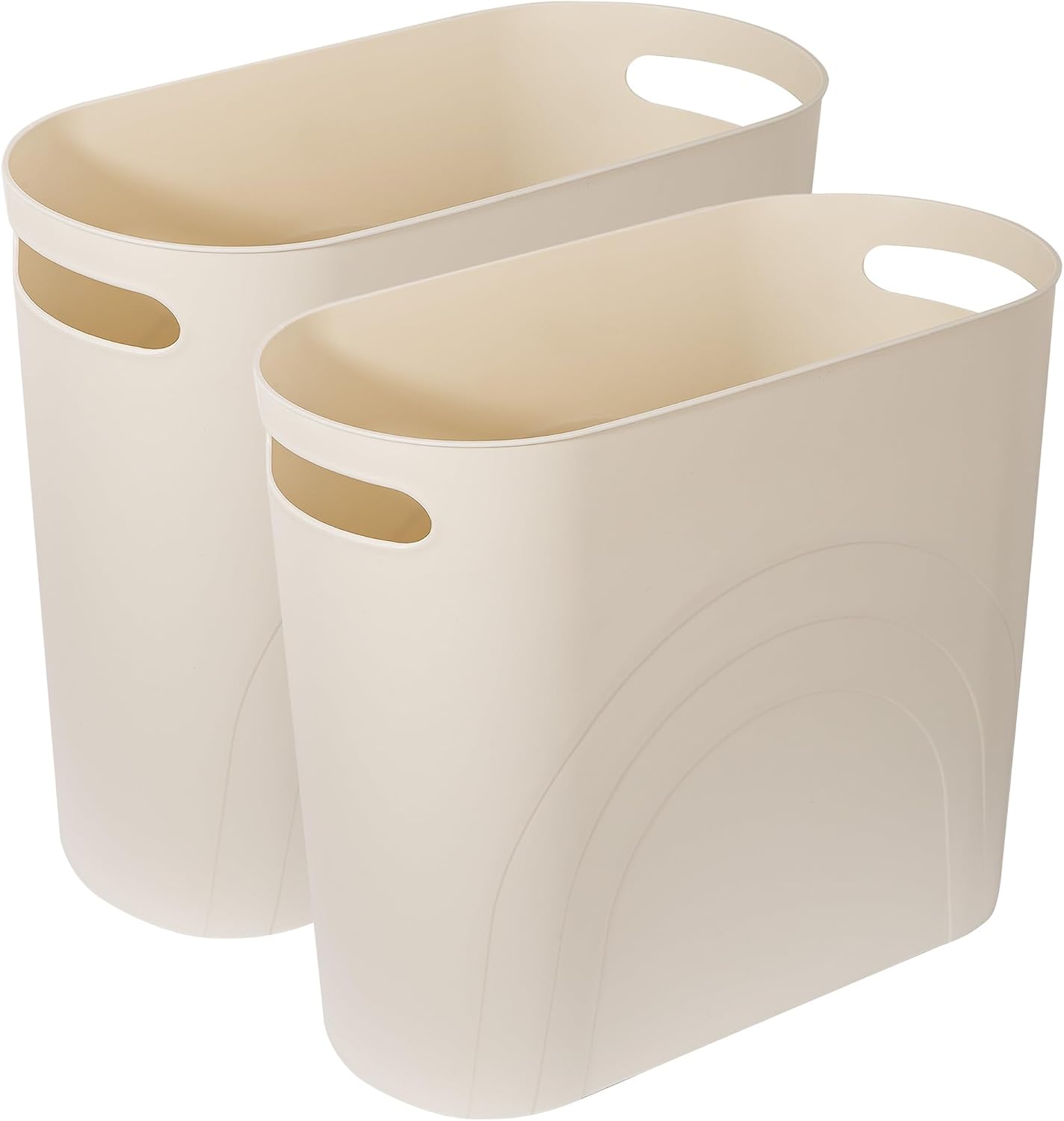 Cubo basura 3.5gal plástico 2uds color crema
