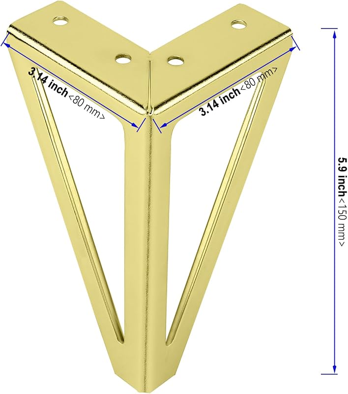 8 Pzas Patas Doradas Muebles 6pulg Triangulares Metal