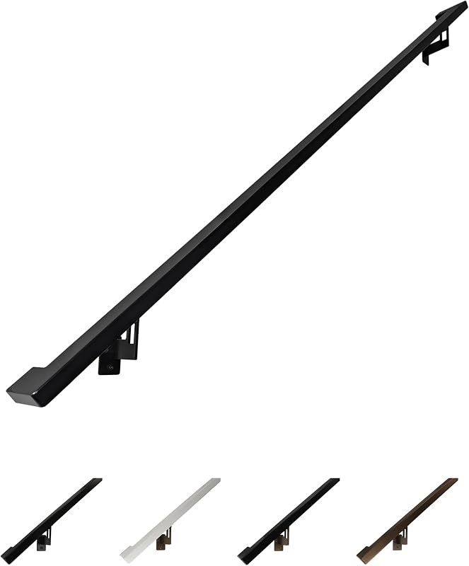Kit pasamanos aluminio soportes acero ajustables 6" negro