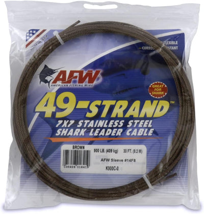 Cable líder acero inox 7x7 49 hebras 900lb para tiburones