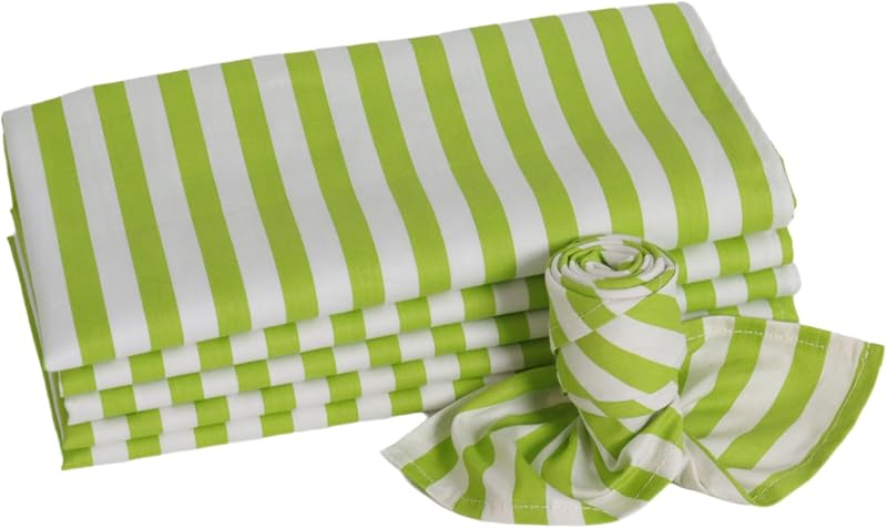 Set 6 servilletas reutilizables algodón 18x18pulg rayas verdes