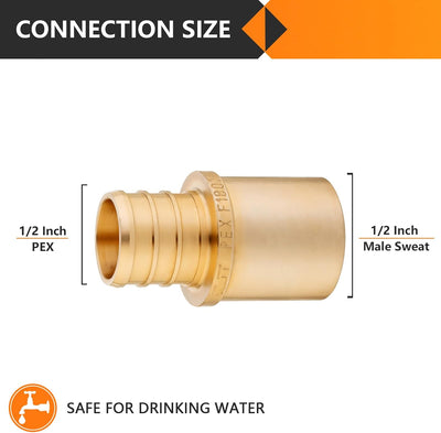 10 Accesorios PEX 1/2pulg Tubo Interior Cobre Engarce Latón