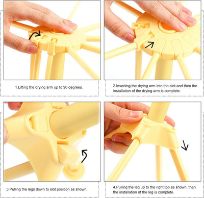 Estante plegable para secar espaguetis plástico 10 asas amarillas