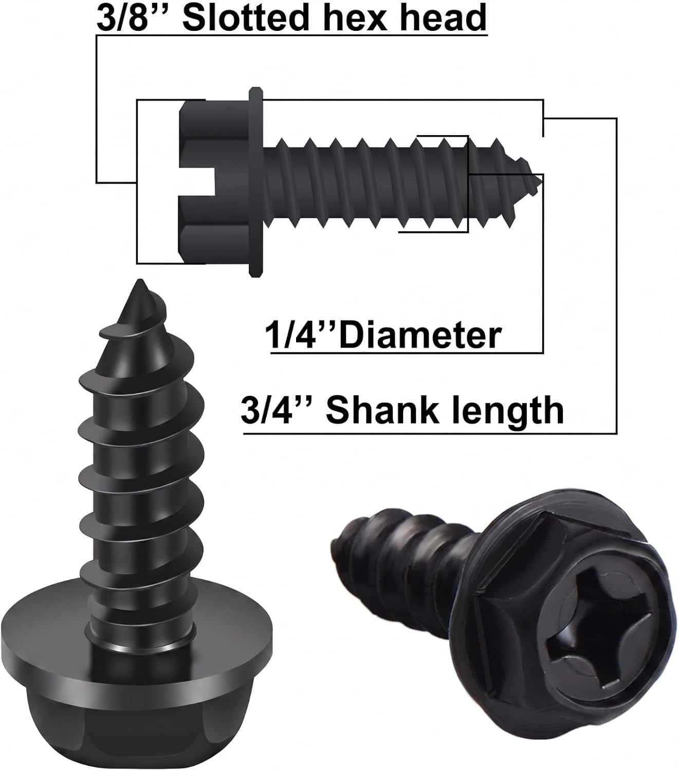 50 S negros para placa matrícula pernos inox 3/4x1/4"