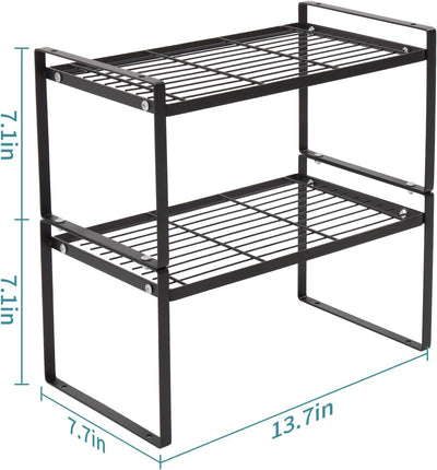 Estante organizador de cocina y baño 2 pzas metal negro