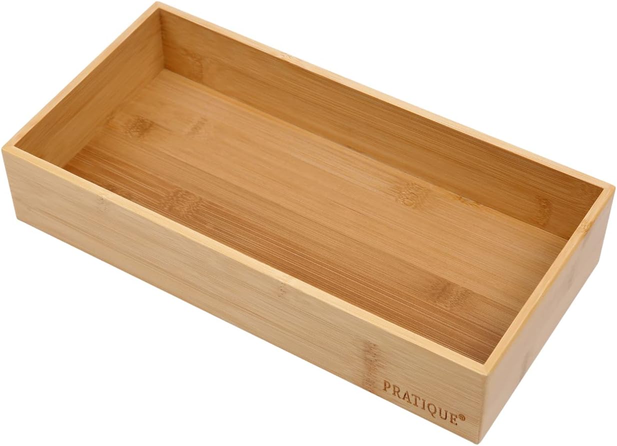 Organiz. cajones bambú bandeja cubiertos oficina 12x5.9"