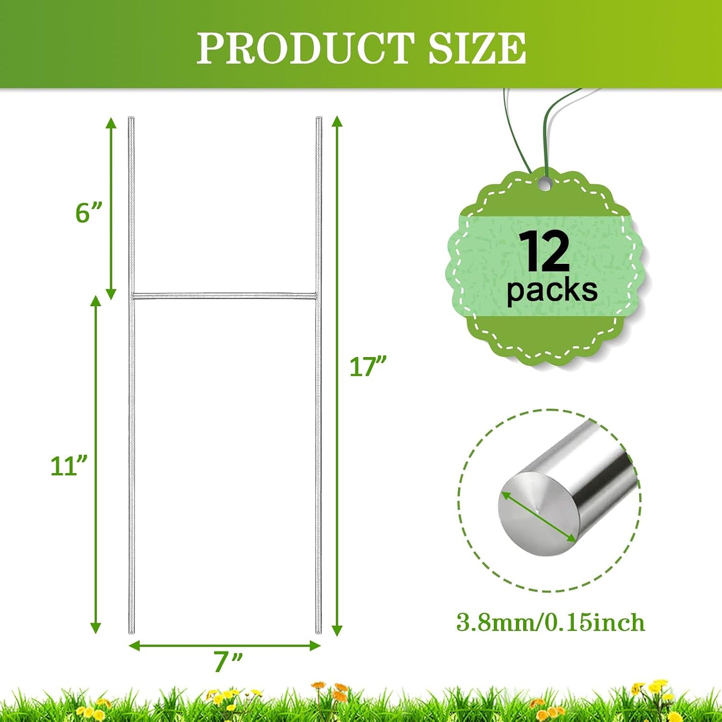 12 Estacas Letrero Marco H 17x6" Soporte Patio