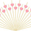 150 Palillos Bambú Corazón Rosa 4.75pulg para Frutas y Aperitivos