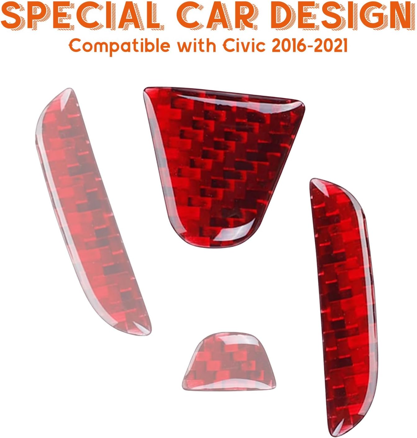 Emblema fibra carbono adhesivo Honda Civic 16-21 rojo 4pzas