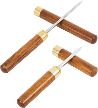 2 Palillos Hielo Acero Inox con Tapa Mango Madera