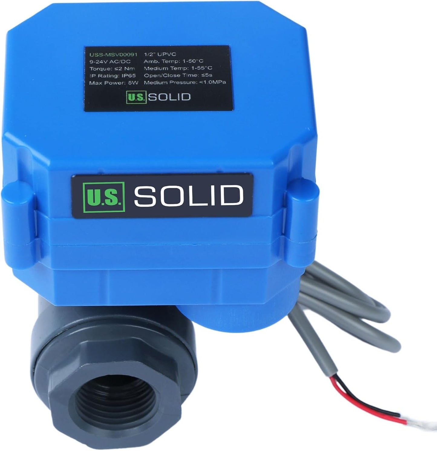 Válvula bola motorizada UPVC 1/2pulg retorno automático