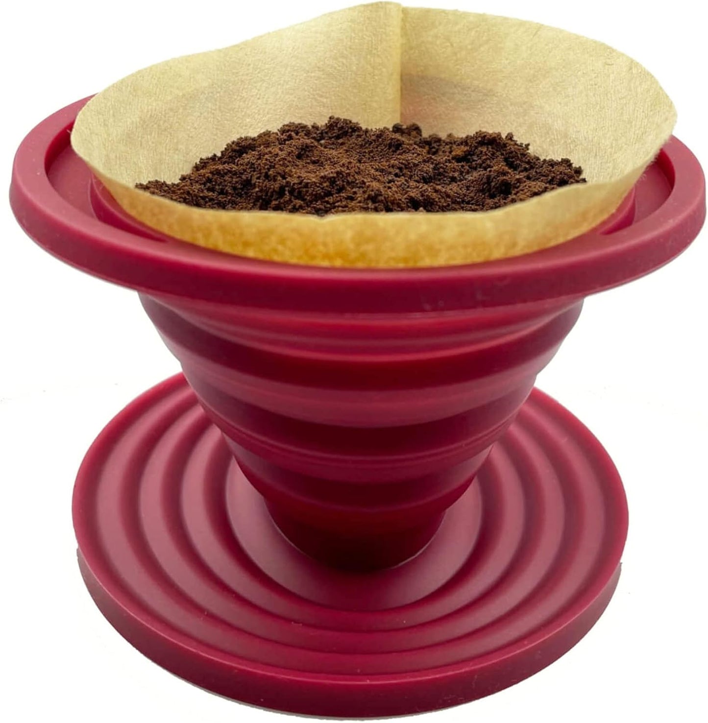 Gotero café plegable soporte filtro silicona reutilizable rojo