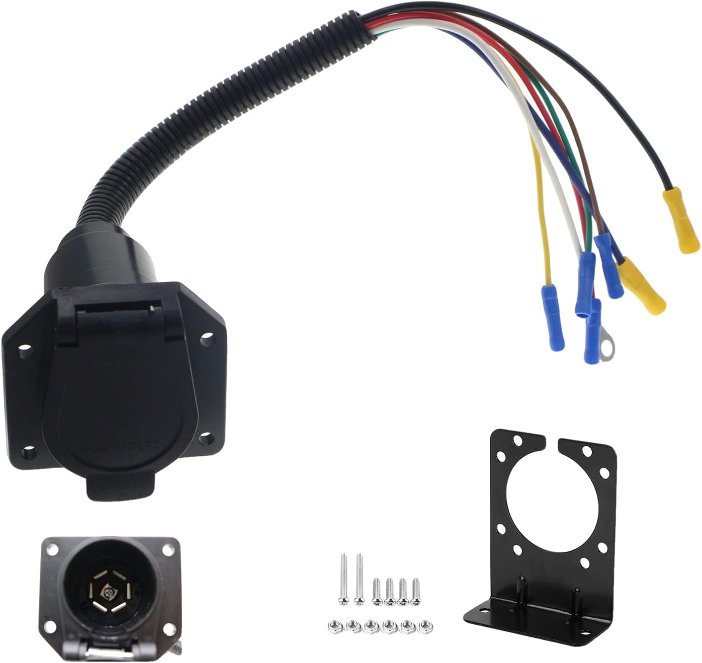 Adaptador eléctrico 7 vías para remolque con soporte