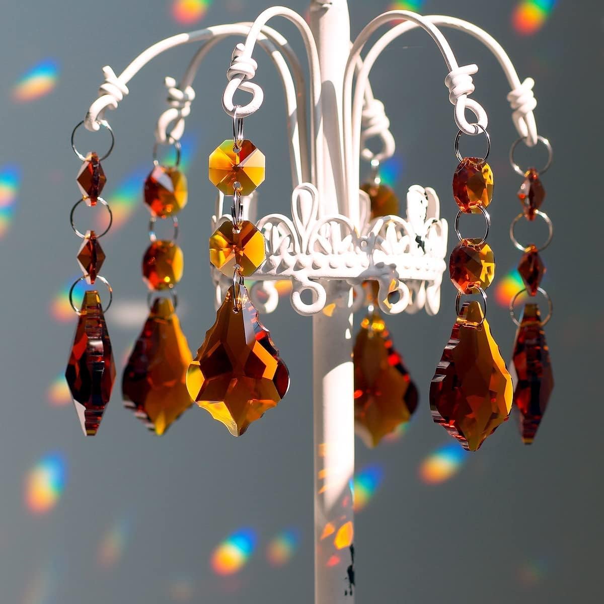 20 Prismas Cristal Colgantes Octágono 1.5" Ámbar