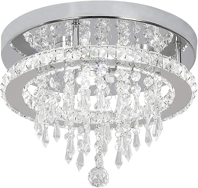 Candelabro de Cristal 3 Luces LED Acero Inox Montaje al Ras