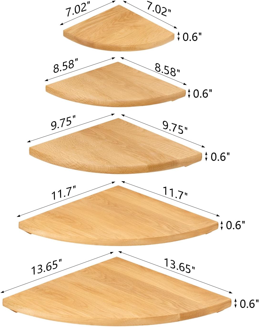 Estante esquinero roble 7" flotante para plantas baño cocina