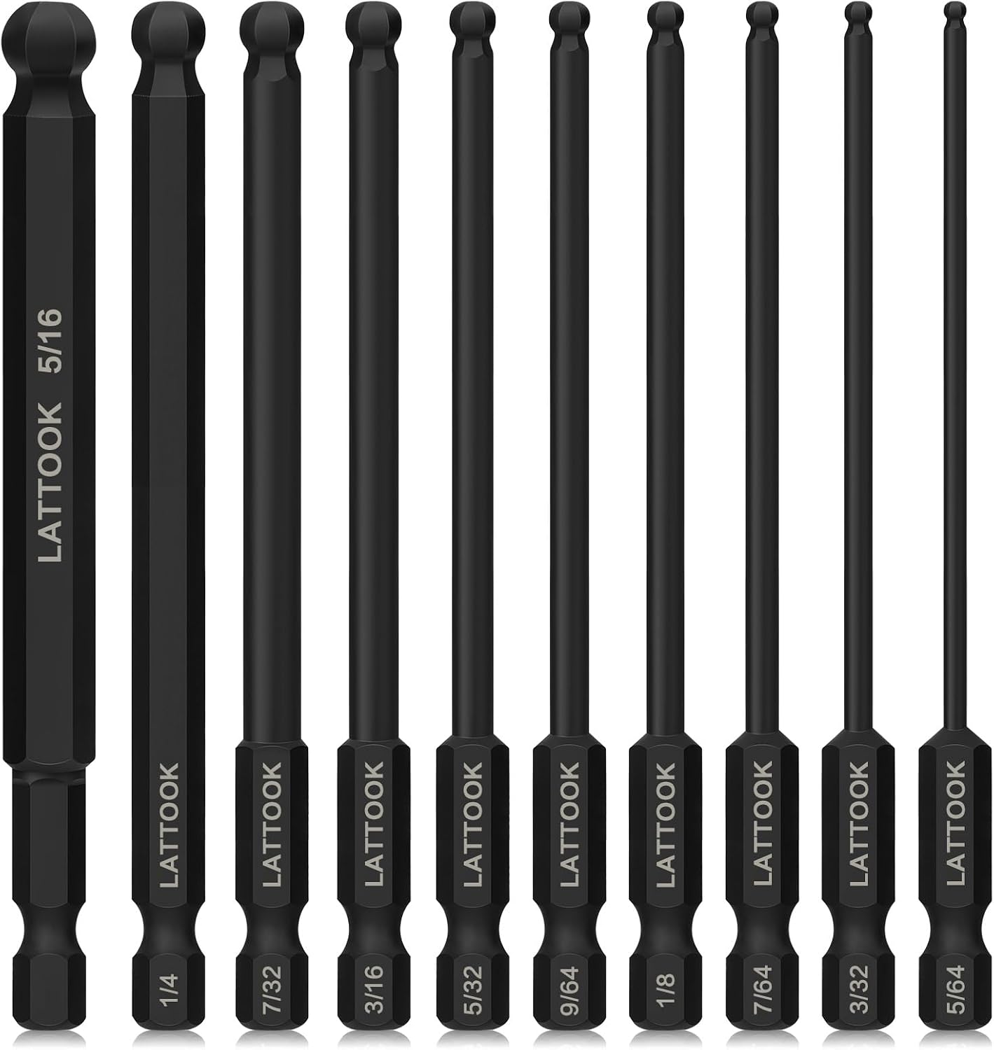 Set 10 Brocas Hexagonales 5/16 a 5/64 pulg SAE Acero Magnético S2