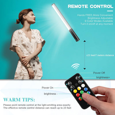 Varita luz RGB LED 9 colores ajustable 3200K-5600K