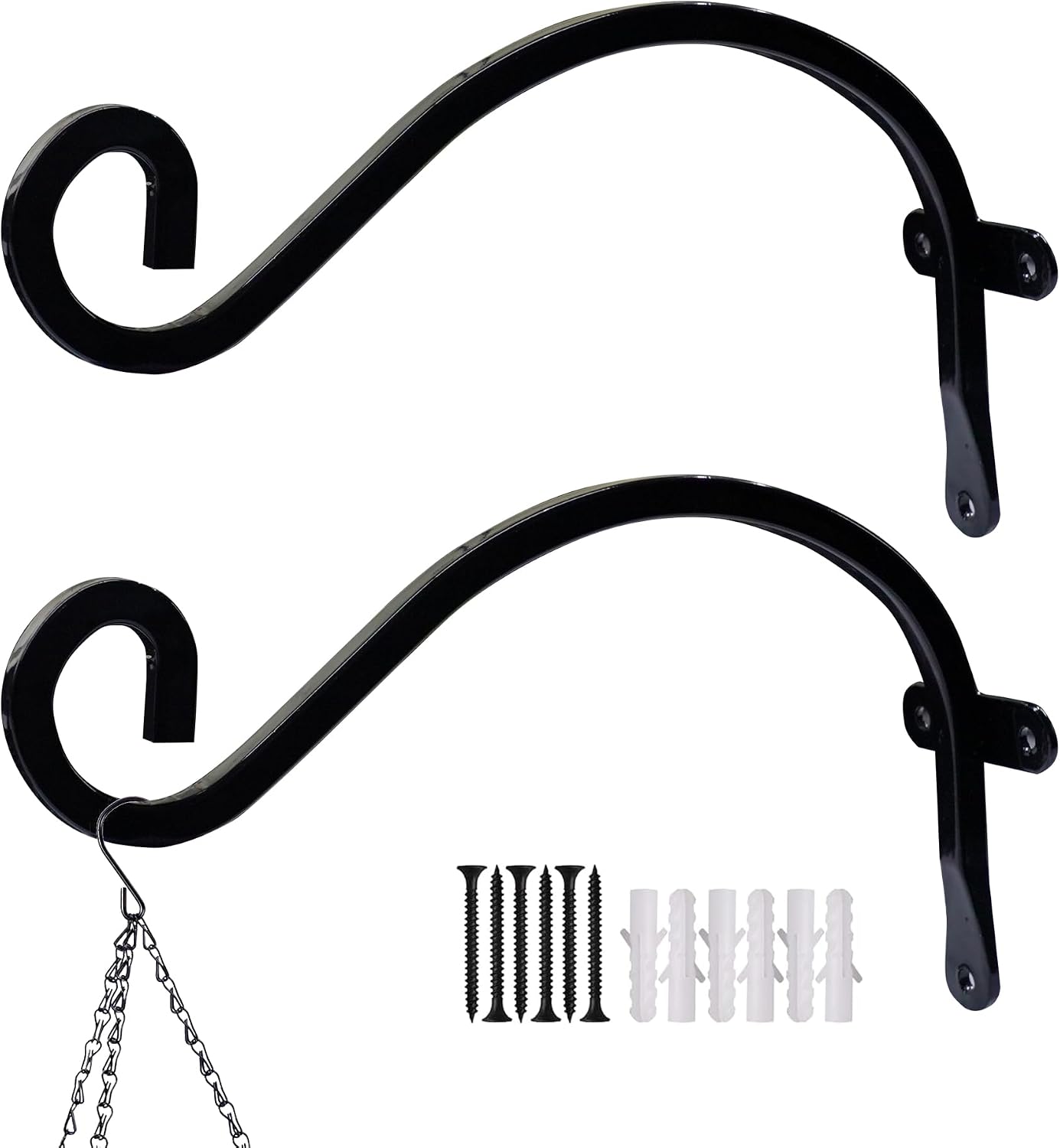 2 Gancho Metal Negro para Colgar Plantas Exteriores