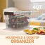 8 Pzas Caja Plástico Transparente 4qt Con Tapa Asa