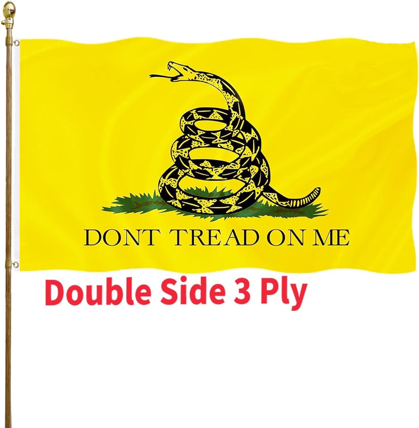 Bandera Gadsden 5x8 doble cara poliéster 200D 3 capas