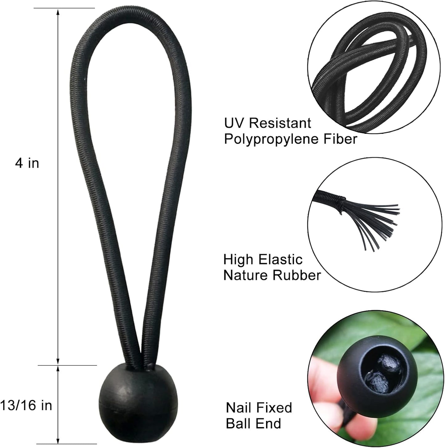 Cordones elásticos bola 4" 50uds