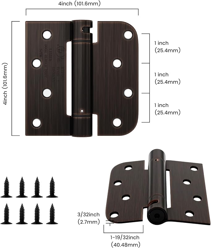 Bisagras puerta con resorte cierre automático 4" set 4