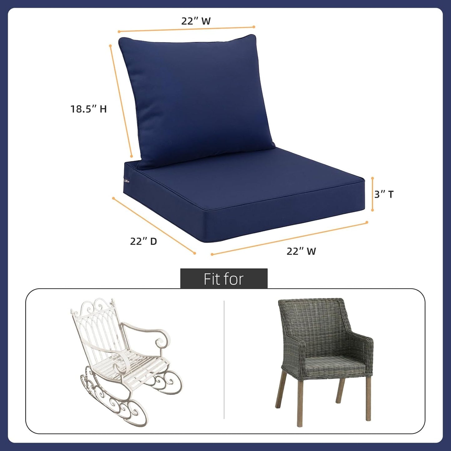 Set cojines asiento exterior 22x22pulg impermeables