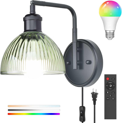 Aplique pared vidrio a rayas LED control remoto sala