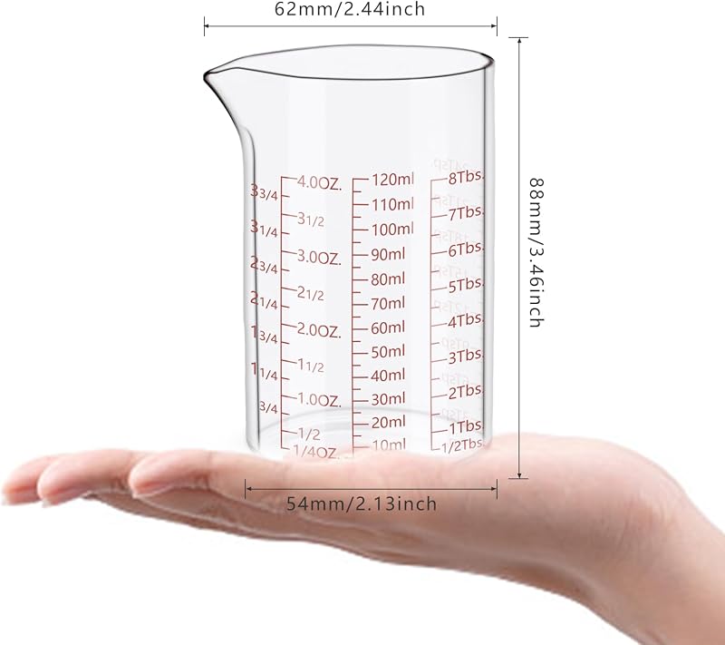 Taza medidora vidrio borosilicato 4oz pico V