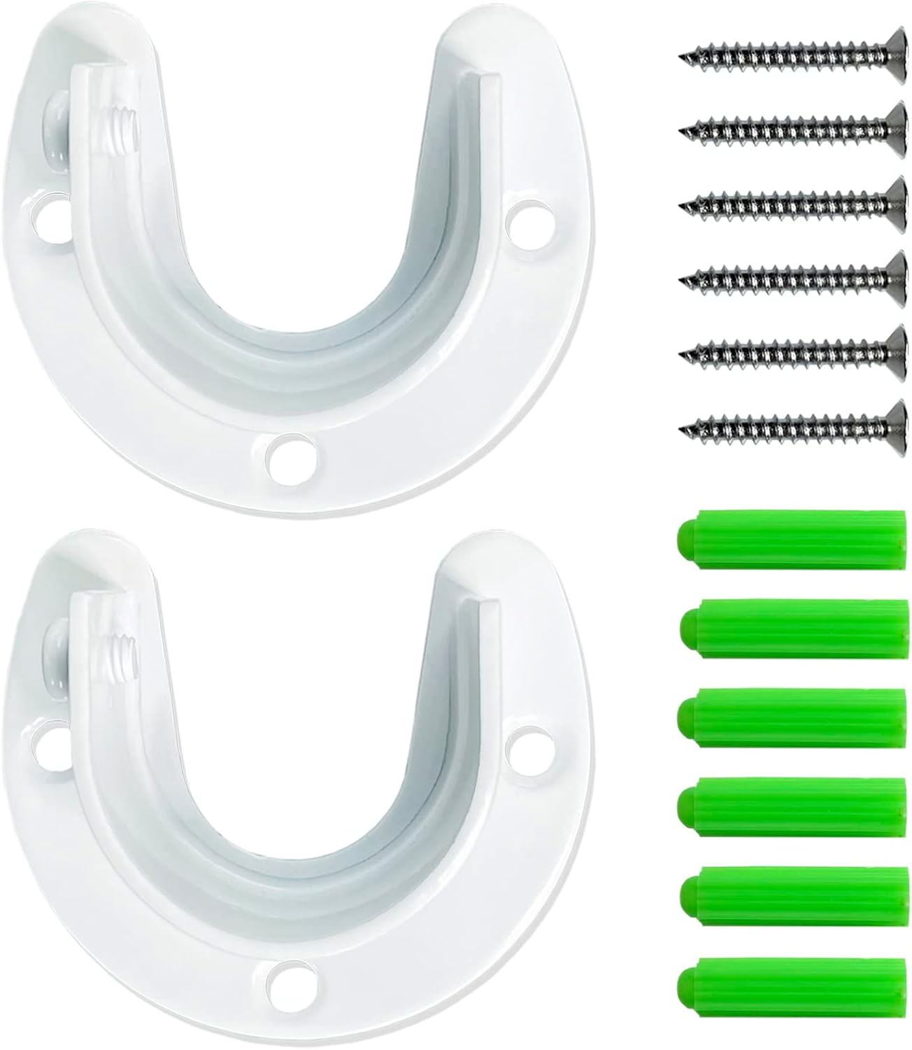 2 Soportes Barra Armario Acero Inox 1-1/4" Forma U Blanco