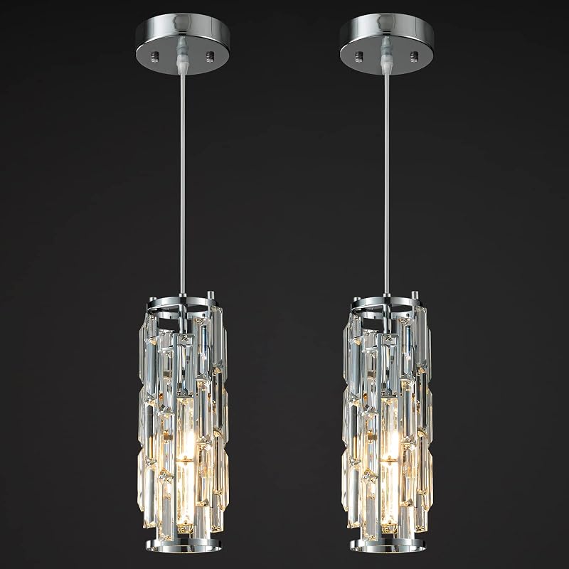 Lámpara colgante moderna cromo cristal cocina