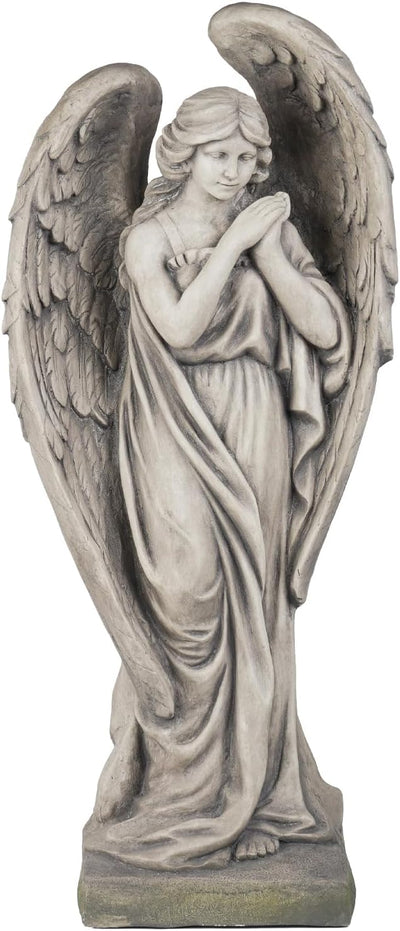 Estatua ángel jardín 34pulg resina católica patio terraza