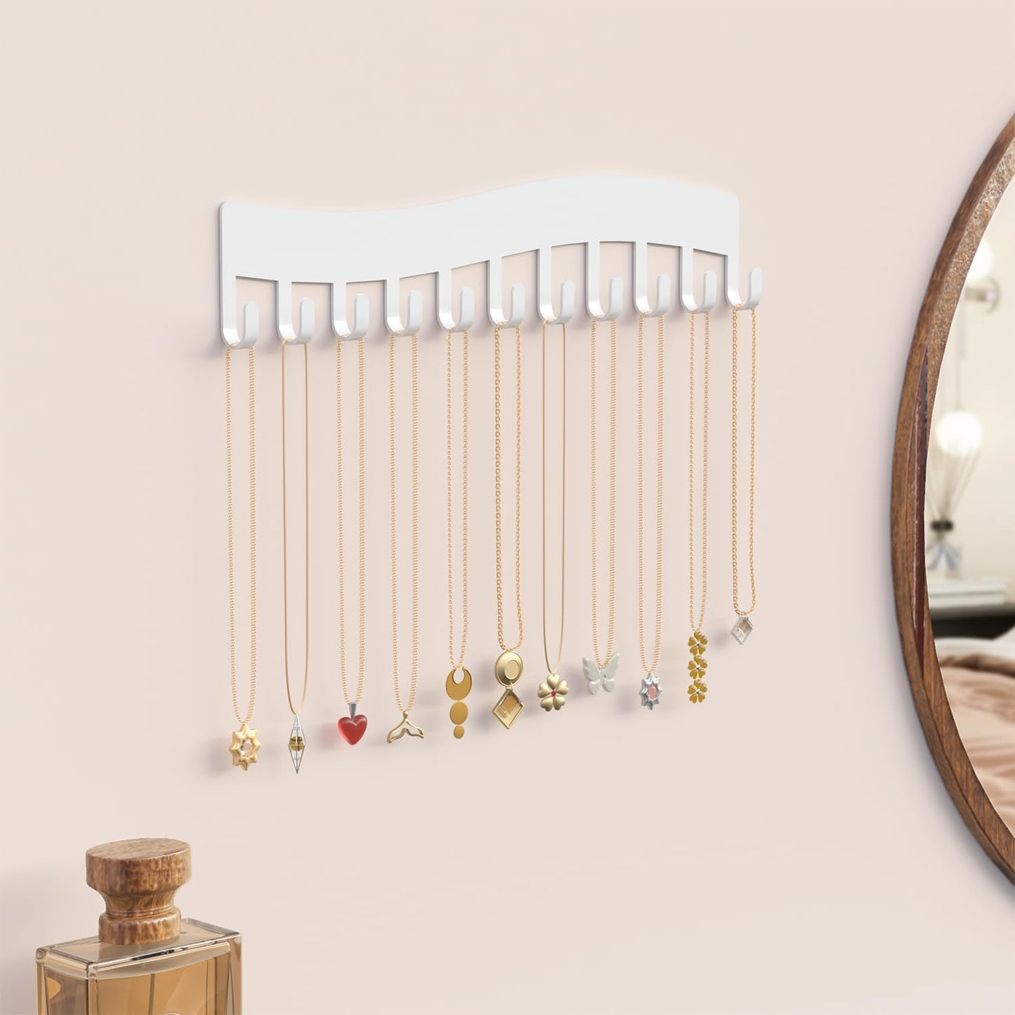 Soporte pared para collares blanco organizar joyas