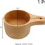 Taza medidora madera natural pulida para cocinar hornear