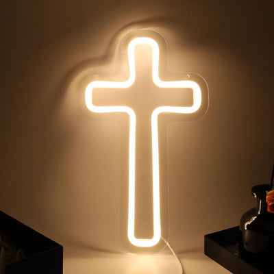 Letrero cruz LED decoración pared dormitorio regalo cumpleaños
