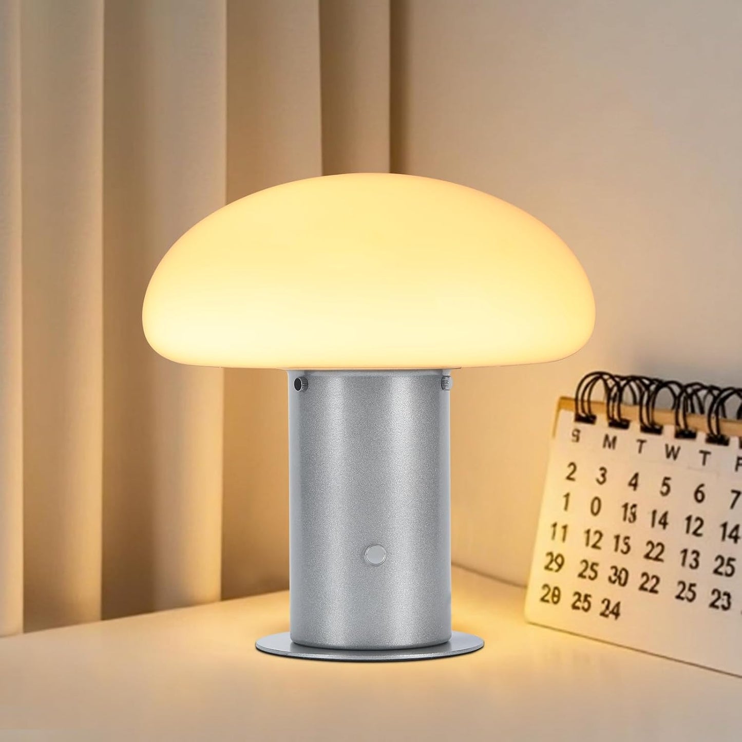 Lámpara de hongo mesita noche tactil 3 vías LED 6W plateado