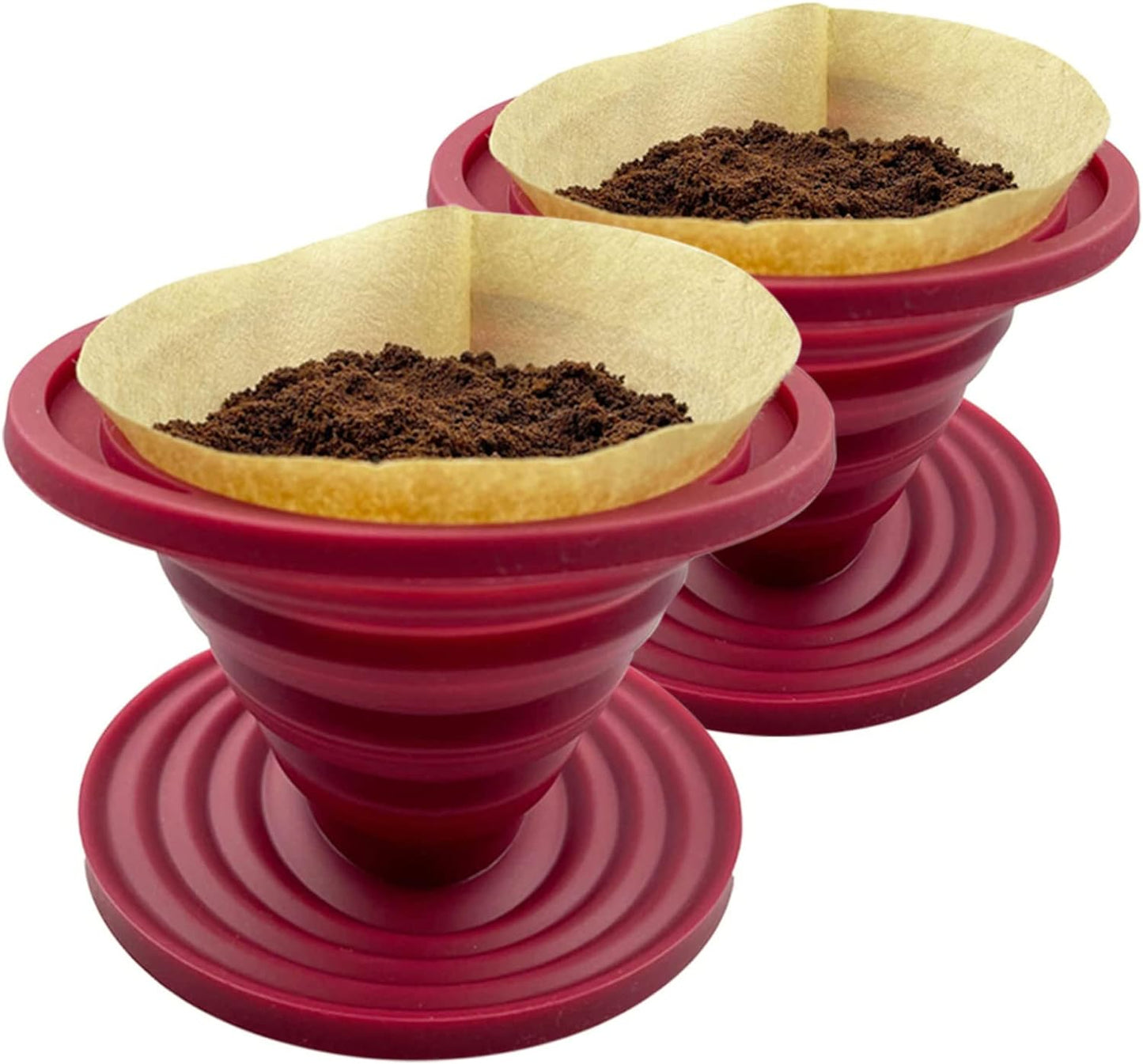 Gotero plegable café 2 pzas soporte filtro silicona rojo