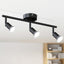 Kit iluminación riel 3 luces negro cabezal flexible GU10