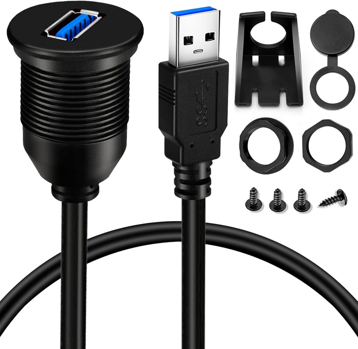 Cable USB 3.0 macho a hembra impermeable para auto 6ft