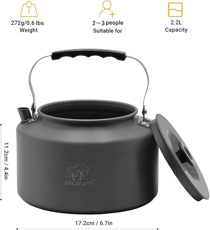 Hervidor té 2.2L portátil para estufa con mango anti-quemaduras