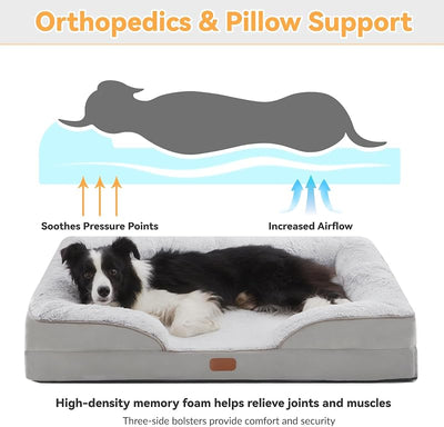 Cama ortopédica perros espuma viscoelástica antideslizante gris