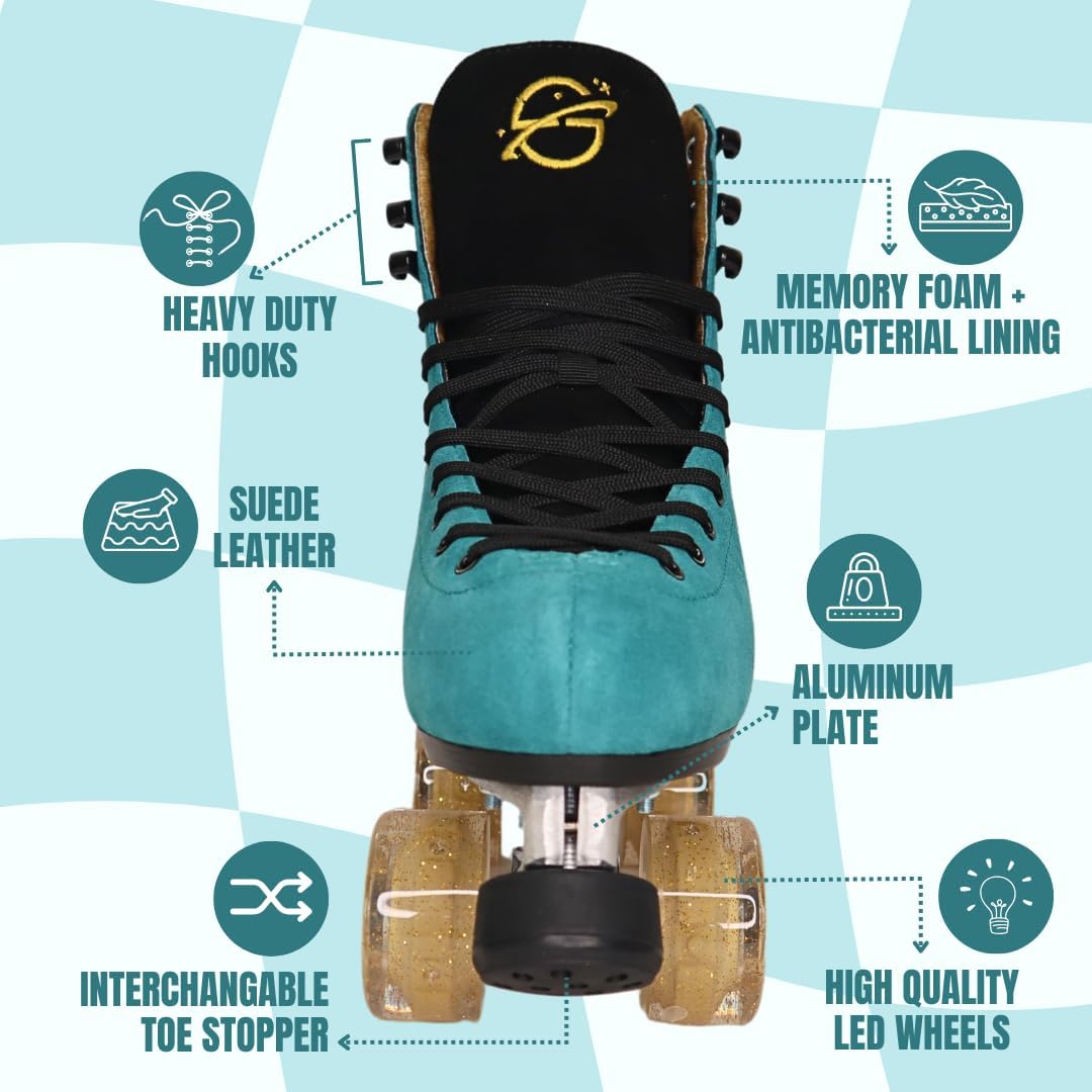 Patines gamuza con luz LED mujer interiores exteriores