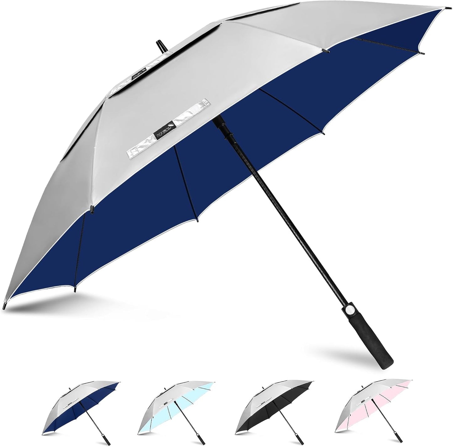 Paraguas golf UV 51-68" UPF50 resistente viento