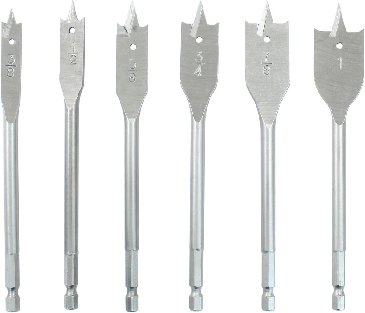 6 Brocas Pala Acero Carbono Revestimiento Titanio Carpintería