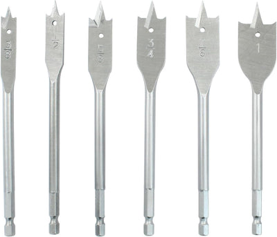 6 Brocas Pala Acero Carbono Revestimiento Titanio Carpintería