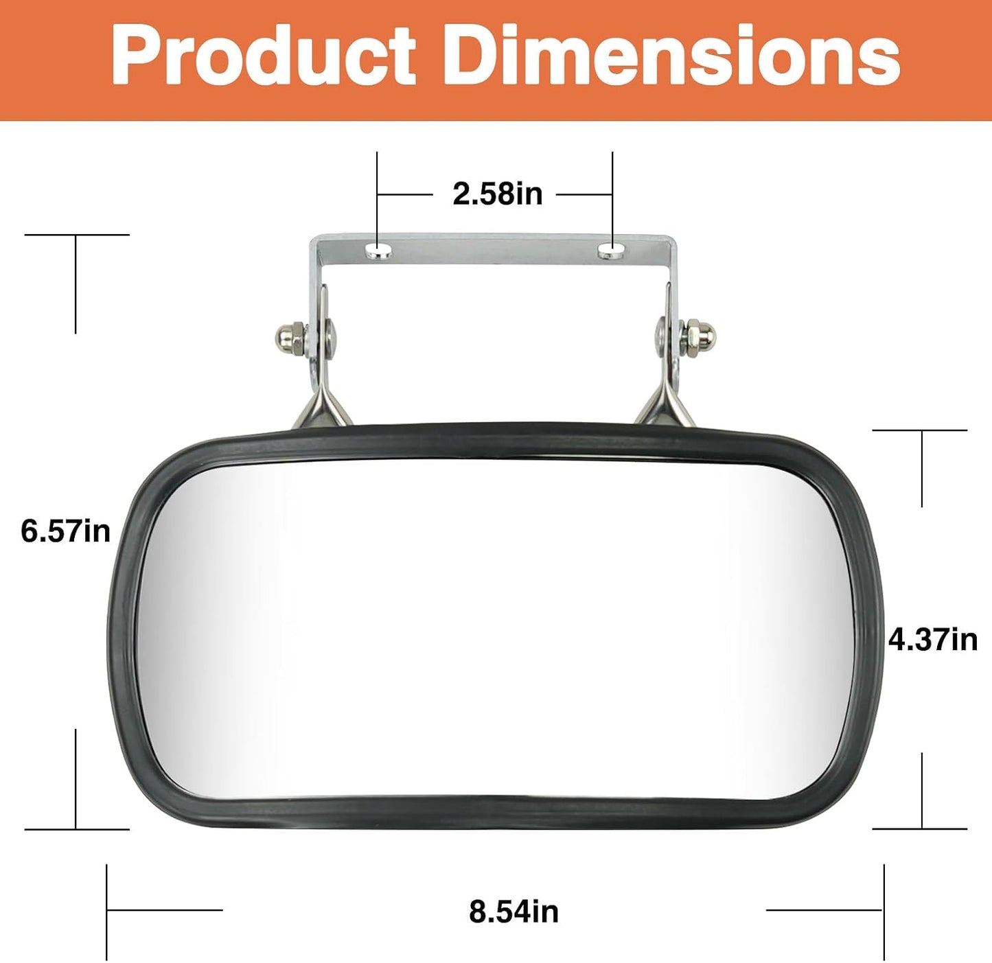 Espejo retrovisor acero inox 8x4pulg soporte tractores